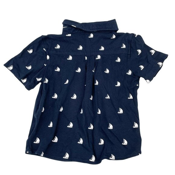 Andy and Evan navy blue sail boat polo shirt sz 5 Button Front Preppy - Picture 7 of 7